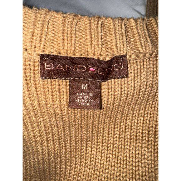 Bandolino Womens Medium Button-Up Short Sleeve Knit Sweater Cotton & Acrylic Tan - Picture 3 of 7